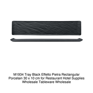 <b>Black</b> Stone Effect Serving Platter 30 × 10 cm Rectangular Porcelain M1934 - Product Image 2