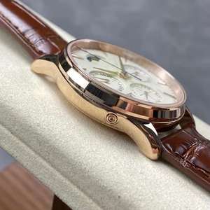 Reloj Deportivo Mecánico para Hombre en <span class=keywords><strong>Oro</strong></span> <span class=keywords><strong>Rosa</strong></span> con Cristal de Zafiro, Fase Lunar, Correa de Cuero Impermeable, Casual para Uso Diario - Product Image 4