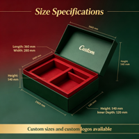 Boîte cadeau en velours vert personnalisée avec insert séparateur pour emballage de bonbons de fête