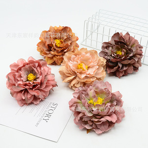Flores de peonía artificiales Dongchen Crafts en colores otoñales, flor base para arreglos florales y tocados. - Product Image 3