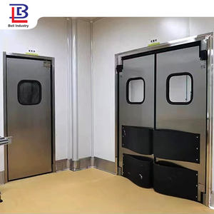 防撞门设计平开门冲击门带黑色保险杠的双作用交通门，用于冷藏室储存食品厂 - Product Image 2