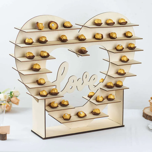 Supporto per cupcake in legno a forma di <span class=keywords><strong>cuore</strong></span> naturale in legno legno compensato legno legno doppio lato espositore da Dessert - Product Image 5