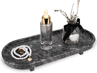 Plateau ovale en marbre avec pieds Rangement pour bijoux Table d'aromathérapie Fournitures décoratives pour usage domestique