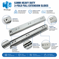 53mm Largeur Correderas Para Cajones Heavy Duty Tiroir Runner Rail Roulement À Billes Tiroir Glissière
