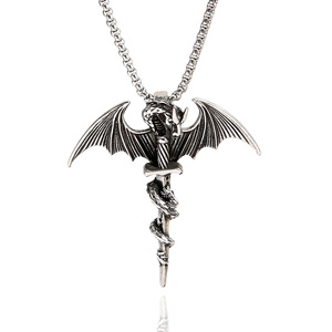 Yunnique – collier en acier titane avec pendentif épée du dieu du Dragon pour hommes, accessoire cadeau au Design rétro - Product Image 1