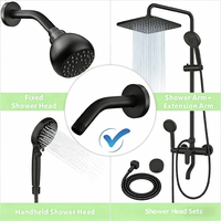 Robinet de douche thermostatique en acier inoxydable chromé, douchette carrée à jet pluie/massage, finition noire, moderne, pour hôtel et villa