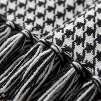 Designer Hahnentritt-Akzent-Decke mit Fransen und Quasten für Sofa und Bett, Schicke Karierte Jacquard-Decke für Ästhetische Raumdekoration
