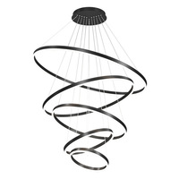Zèle éclairage moderne cercle lumières Salon aluminium finition noire ronde 6 anneaux led suspension