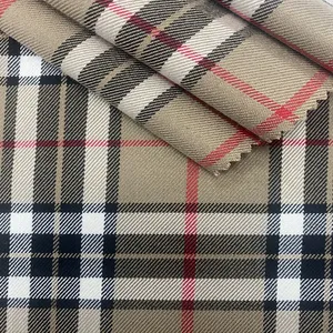 Custom Design 225GSM Breathable Polyester Rayon Spandex Yarn Dyed Check Fabrics For Coats
