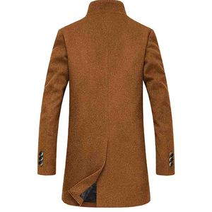 Shinesiaメンズスリムウールウォームシングルブレストスタンド襟フィット快適なフォーマルビジネスロングプラスサイズトレンチコート - Product Image 4