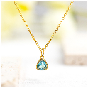 Collier pendentif pierre de naissance géométrique en acier inoxydable plaqué or 18 carats avec zircon 12 mois d'insertion d'ongles perle bijoux pour femmes cadeau - Product Image 3