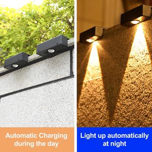 Warm White Exterior Wall Mounted Ip65 Waterproof Garden Led Outdoor <b>Solar</b> Wall Fence Light - Product Image 3