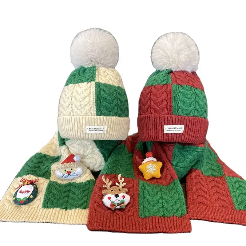 Serie di natale 3-8 anni bambini inverno 2 pezzi Set bambini berretto cappello sciarpa Set
