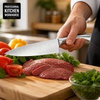 Couteau de chef professionnel forgé à la main, ultra-affûté, en acier inoxydable 3Cr13, manche ergonomique antidérapant, 19 cm, ambidextre