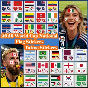 Tatouages temporaires drapeaux nationaux de la Coupe du Monde de football 2026 – Écologiques, résistants à la transpiration, autocollants pour le visage et le corps pour les fans de football - Product Image 2