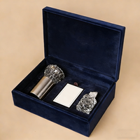 Coffret Cadeau Carré Personnalisé en Velours Bleu pour Parfum et Huiles Essentielles, Boîte de Rangement Vide pour le Ramadan avec Insert