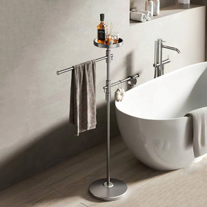 <span class=keywords><strong>Porte</strong></span>-serviettes sur pied en acier inoxydable brossé, design moderne et minimaliste, accessoires <span class=keywords><strong>de</strong></span> salle <span class=keywords><strong>de</strong></span> bain robustes, support <span class=keywords><strong>de</strong></span> serviettes autoportant - Product Image 2