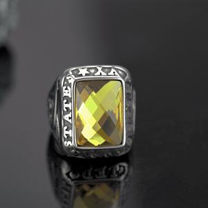 Anillo de Acero de Titanio para Hombre, Estilo Europeo Americano, Geométrico, Hip Hop, con Bisel y Topacio, Joyería, Regalo - Product Image 3