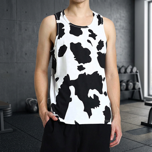 Custom Mens <b>Cow</b> <b>Print</b> Tank <b>Top</b> Sleeveless Casual Gym Vest Polyester Summer Shirt OEM ODM Private Label Wholesale - Product Image 3