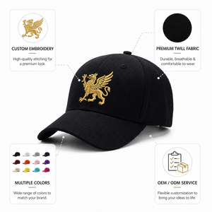 OEM Baseball Cap Embroidery 3D Logo Fitted 100% Cotton 5 Panel 6 Panel Print <b>Hat</b> Golf <b>Hats</b> With Custom Logo - Product Image 4