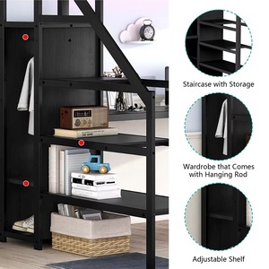 Cama litera de tamaño completo con escritorio debajo, para uso doméstico y comercio transfronterizo, cama alta, dormitorio doble integrado moderno y minimalista - Product Image 3