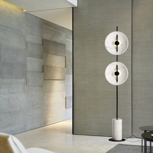 Lampade da Terra Moderne di Design con Paralume Rotondo in Metallo e Vetro, <span class=keywords><strong>Base</strong></span> in Marmo - Product Image 2