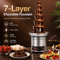 Fontaine à chocolat commerciale à 7 niveaux, machine à cascade de chocolat, équipement de présentation de desserts pour boulangerie, buffet, restaurant