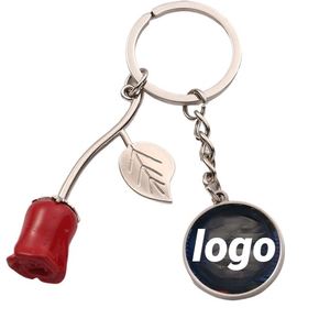 <b>Personalized</b> Gift Rose Gold <b>Keychain</b> Elegant Rose Shape Heat Transfer Key Hanger for Special Occasions - Product Image 1