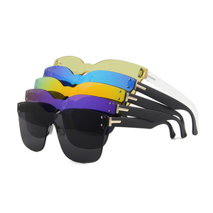 Lunettes de soleil sans monture F1001 pour hommes, monture noire en PC, protection UV400, sports de plein air, conduite, mode, lunettes de soleil - Product Image 2