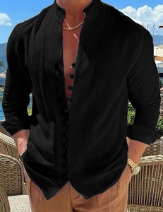 <span class=keywords><strong>Chemise</strong></span> décontractée d'été et de printemps 3XL pour hommes, chemises blanches vintage à manches longues en coton et <span class=keywords><strong>lin</strong></span> - Product Image 6