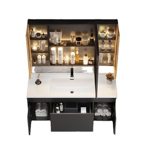 Meuble de salle de bain de luxe Ouni avec rangement mural et miroir intelligent - Product Image 1