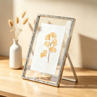Nouvelle Arrivée : Cadre Photo Élégant Argenté, Design Minimaliste à Jointures en Bambou, Cadre Flottant en Fer avec Verre Argenté Électroplaqué