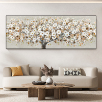Impression sur toile d'art mural abstrait, peinture d'arbre avec des fleurs blanches épanouies, nature morte sans cadre, encre originale imperméable
