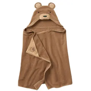 Asciugamano da bagno con cappuccio per bambini 100% cotone asciugamano da bagno con design animale per bambini asciugamano da bagno da spiaggia con cappuccio super assorbente per bambini