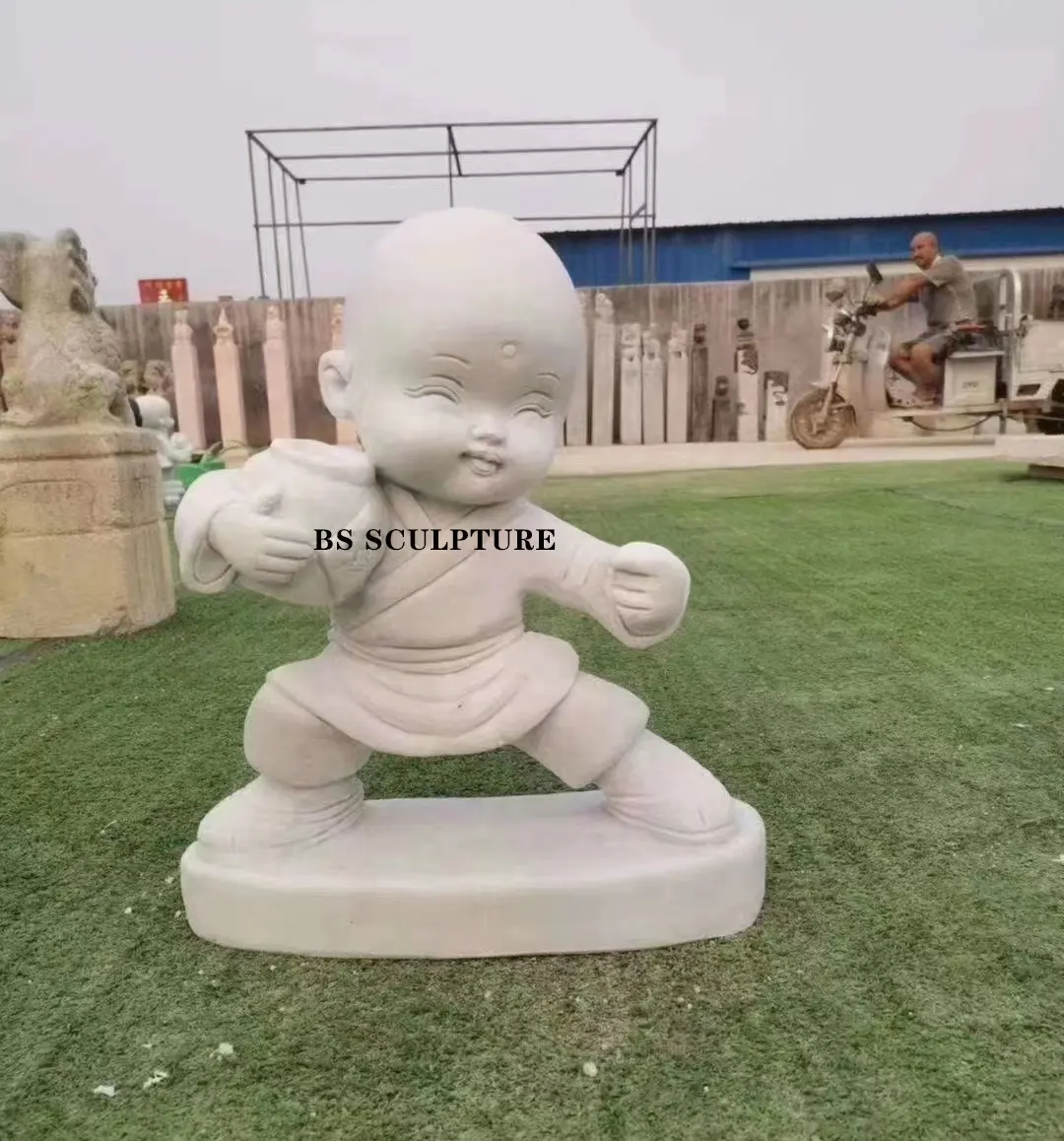 Patung buddha ukiran tangan patung biksu shaolin marmer alam langsung dari pabrik