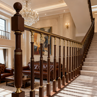 Luxe Minimaliste Moderne Style Bois Métal Cuivre Colonne Broche Balustre Garde-Corps pour Villa Escalier Garde-Corps Décoration