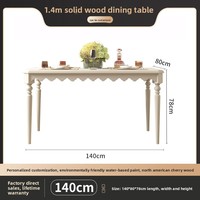 Table à manger rectangulaire en bois massif de style américain, design vintage crème français, chaises à double usage pour petit appartement familial
