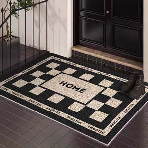 Tapis de porte Jiaozhiyuan, rectangulaire, motif géométrique, PVC, résistant aux taches, antidérapant, pour usage domestique, texte de bienvenue, tapis d'extérieur et d'intérieur - Product Image 2
