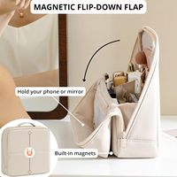 Sacs de rangement pour cosmétiques et pinceaux en PU imperméable, grands sacs de voyage pliables avec compartiments, fermeture magnétique