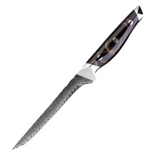 Couteau à désosser de 6 pouces Premium japonais Damas VG10 trancheuse à <span class=keywords><strong>jambon</strong></span> en acier Razor Sharp couteau de chef de cuisine manche en résine de cuivre platine - Product Image 1