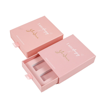 Vente en gros Boîtes de brillant à lèvres roses imprimées sur mesure Pack de tiroir cadeau spécial pour rouge à lèvres Boîtes en papier cosmétique recyclé Doublure en éponge