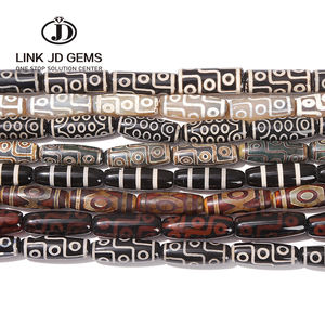 JD 10*28-30mm Halbedelstein Mehrfarbige Auswahl <span class=keywords><strong>3</strong></span>/9/15 Augen Tibetische Dzi Achat Lange Fassform Lose Perlen für Schmuckherstellung - Product Image 6