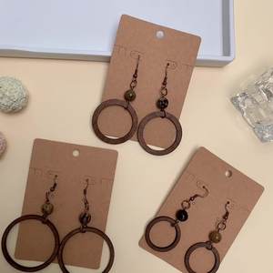 Pendientes de madera Retro Simple exagerado geométrico Circular hueco pendientes colgantes de madera para mujeres Uionen 987 - Product Image 1