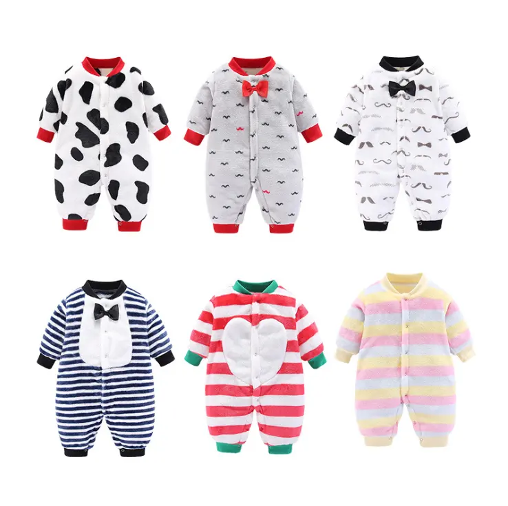 Wholesale baby autumn and winter warm romper 0-1 year old cute infant men and women baby clothes children's romper