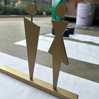 Letrero Metálico para Baño, Letrero 3D Dorado para Inodoro, Letrero Personalizado para Puerta de Baño Masculino y Femenino para Hotel, Restaurante, Oficina