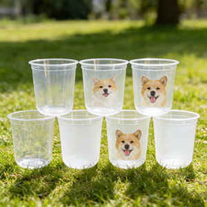 Gobelets en plastique PP injecté pour mariage, jetables, à bas prix, 16, 24, 32 oz, transparents, avec logo personnalisé, film arc-en-ciel, pour bubble tea, avec couvercle, pour boissons - Product Image 1
