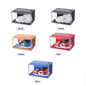 M Kích Thước Trong Suốt Rõ Ràng Từ Drop Front Nhựa Lưu Trữ Box Cho Sneakers Tiêm Có Thể Gập Lại Stackable Giày Hiển thị Trường Hợp - Product Image 2