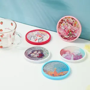 Tùy chỉnh bán buôn trong suốt Acrylic Standee lỏng đứng với Bộ Acrylic Lắc QuickSand cho quà tặng khuyến mãi Vòng Coaster