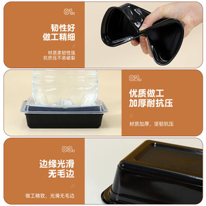 Disposable <b>Lunch</b> <b>Box</b> Food Grade PP Rectangle Thickened Microwave Safe With Transparent Lid For Takeout Packaging - Product Image 1