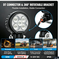Lampe de travail LED IP68 à faisceau large pour machines